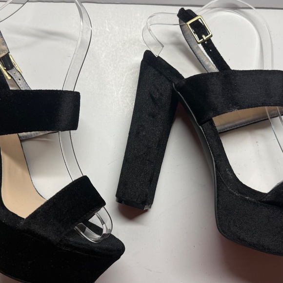 Qupid black suede slingback block heels - Picture 6 of 7